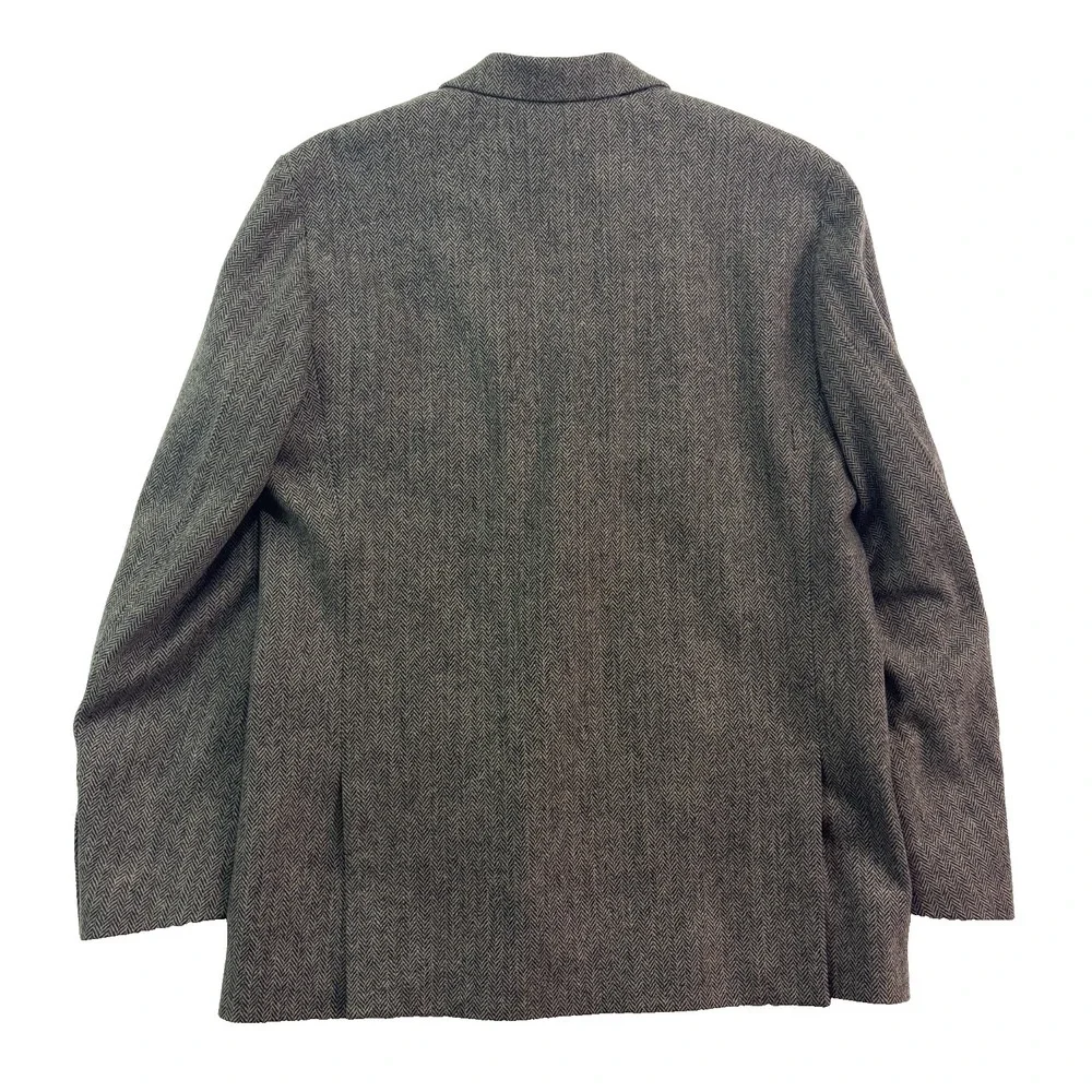 vtg Y2K Gap‎ Large 42R Gray Herringbone Tweed Blazer Jacket Sport Suit Coat Wool